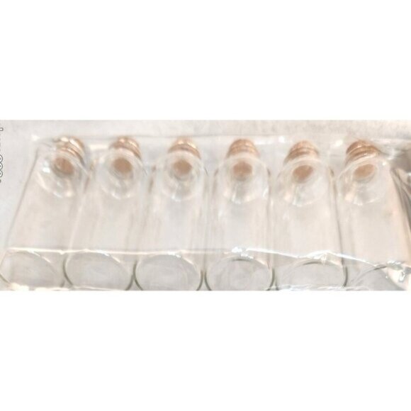 Set Of 6 Mini Clear Glass Bottles With Cork Closures 2.5x0.75 Inches Small Compa - Picture 3 of 7